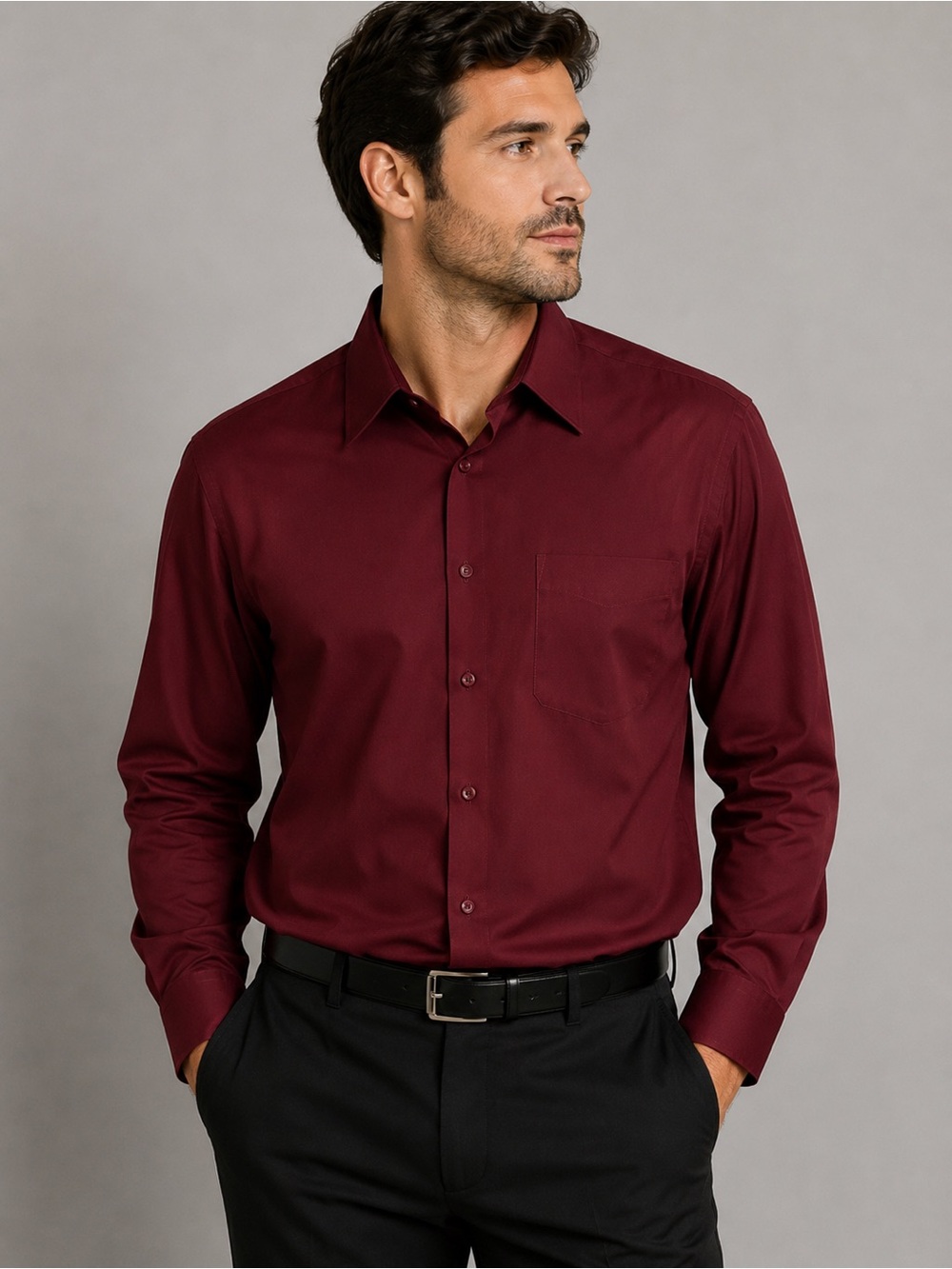 Agenda Micro Fibre Men’s Burgundy Long Sleeve Dress Shirt 
15-15.5 neck